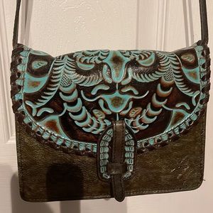 Patricia Nash Lanza tooled turquoise collection crossbody